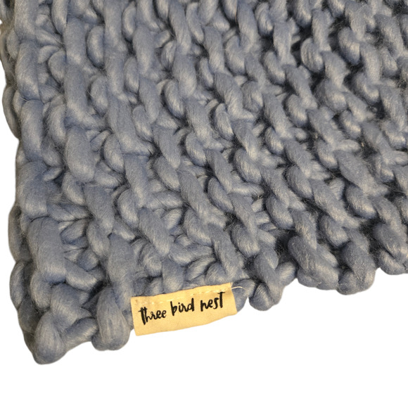 Three Bird Nest Blue Infinity Large Knit Scarf/Shall with Matching Beanie Hat - Picture 4 of 6